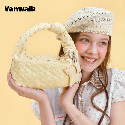 Vanwalk Woven-Texture Knot Embossed Leathe Handbag V3081