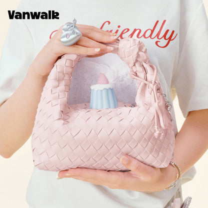 Vanwalk Woven-Texture Knot Embossed Leathe Handbag V3081