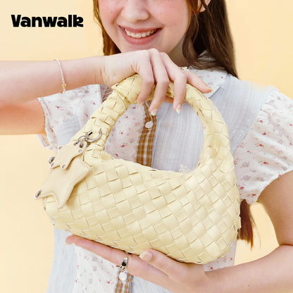 Vanwalk Woven-Texture Knot Embossed Leathe Handbag V3081