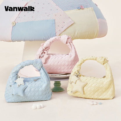Vanwalk Woven-Texture Knot Embossed Leathe Handbag V3081